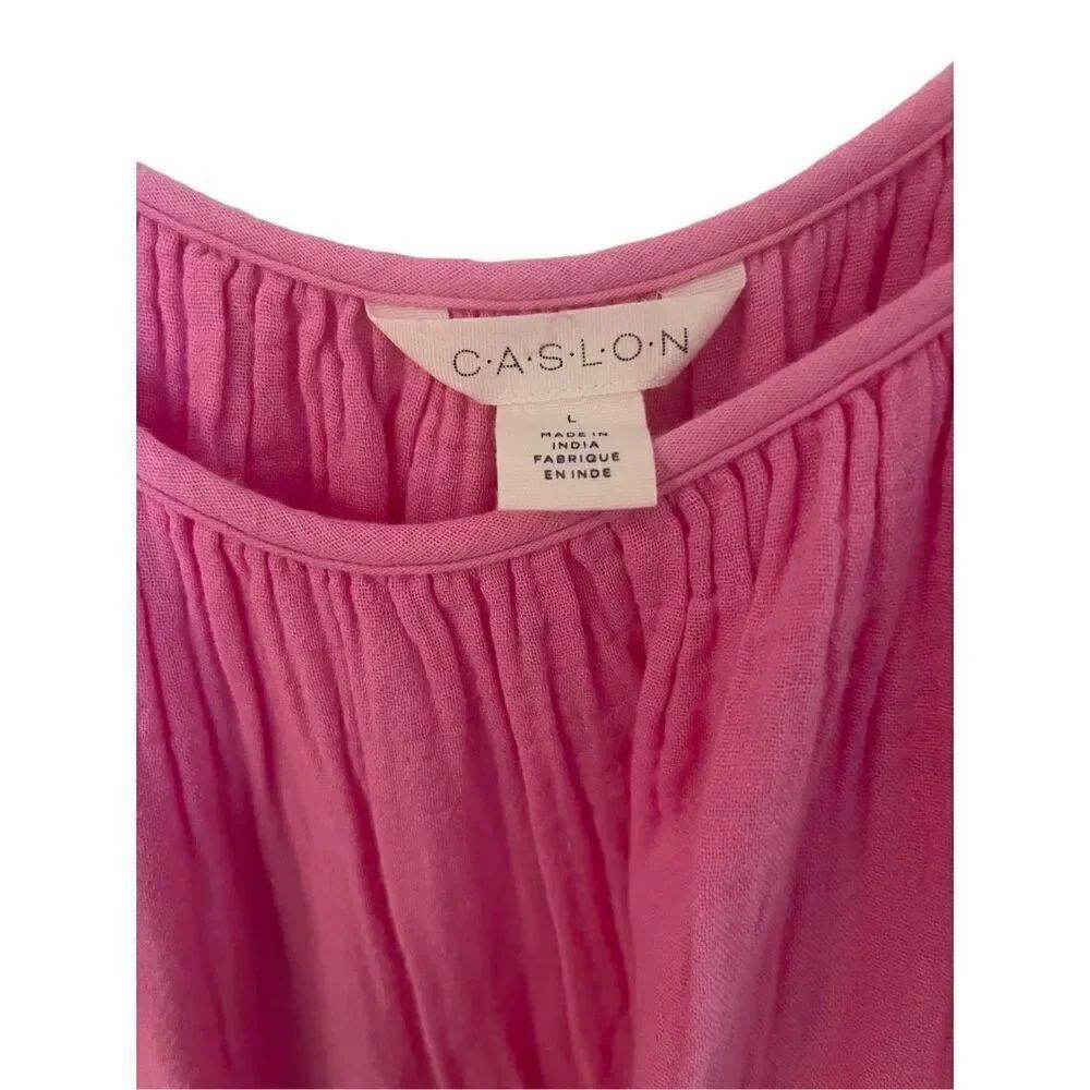 NWT Caslon Womens Pink Crayon Ruffle Tiered Cotton Maxi Dress Size Large - Picture 10 of 12